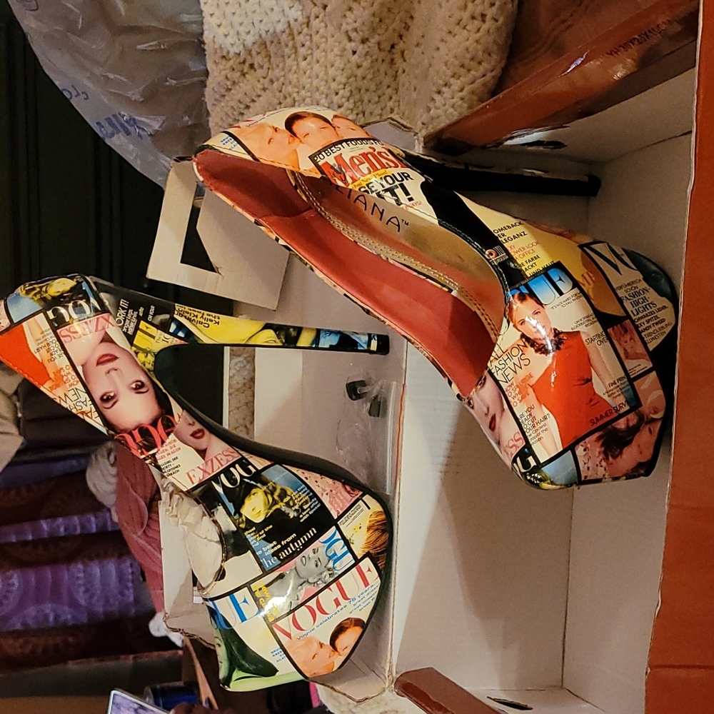 Liliana sz 8 multi-color 9" heel 2" platform stilettos NIB